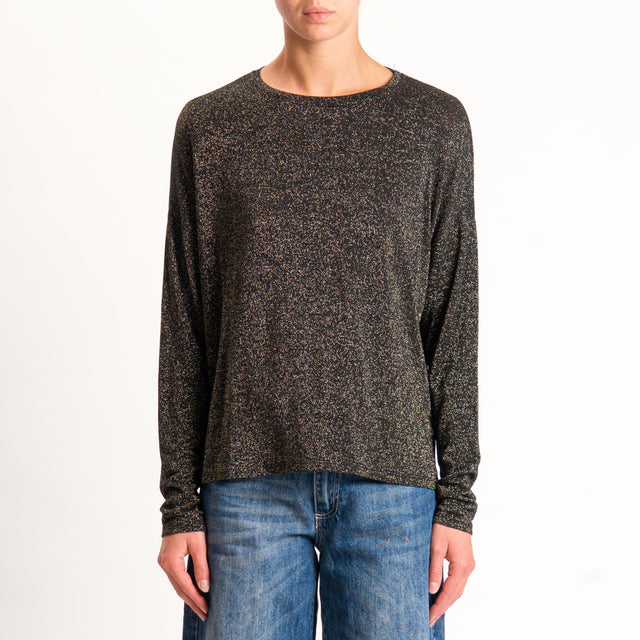 Zeroassoluto-T-shirt girocollo a scatola con lurex - nero