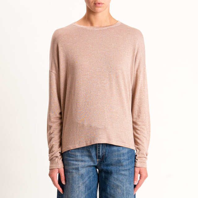 Zeroassoluto-T-shirt girocollo a scatola con lurex - rosa