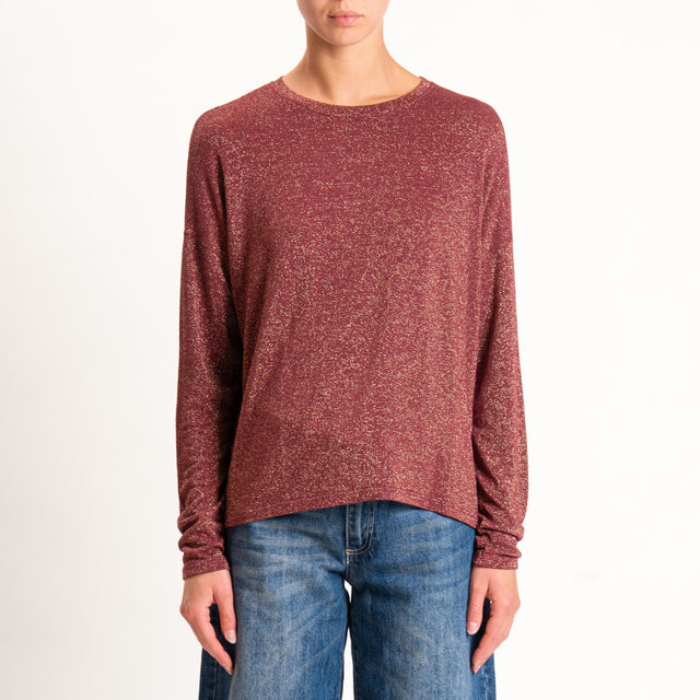 Zeroassoluto-T-shirt girocollo a scatola con lurex - vino