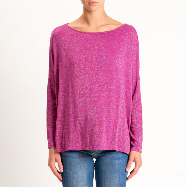 Zeroassoluto-T-shirt scollo barca scatola con lure - ametista
