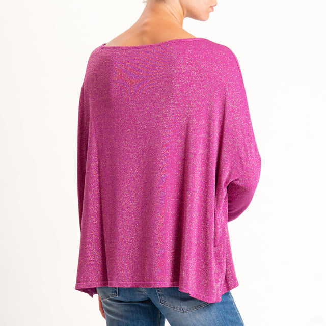 Zeroassoluto-T-shirt scollo barca scatola con lure - ametista
