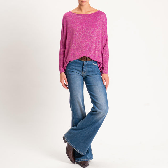 Zeroassoluto-T-shirt scollo barca scatola con lure - ametista