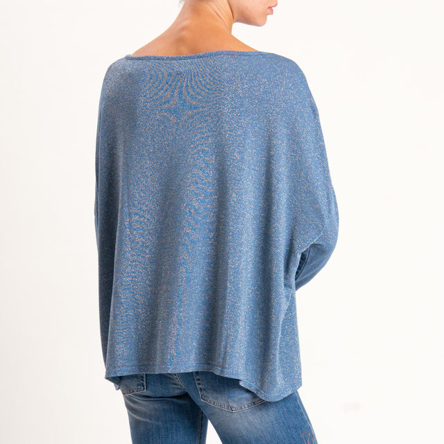 Zeroassoluto-T-shirt scollo barca scatola con lure - avio