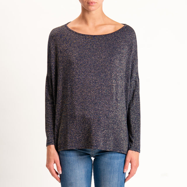 Zeroassoluto-T-shirt scollo barca scatola con lure - blu