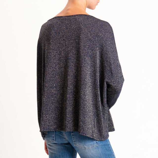 Zeroassoluto-T-shirt scollo barca scatola con lure - blu