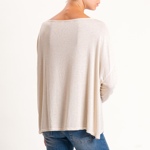 Zeroassoluto-T-shirt scollo barca scatola con lure - oro