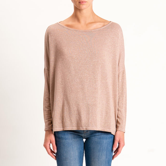 Zeroassoluto-T-shirt scollo barca scatola con lure - rosa