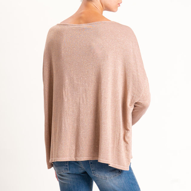Zeroassoluto-T-shirt scollo barca scatola con lure - rosa
