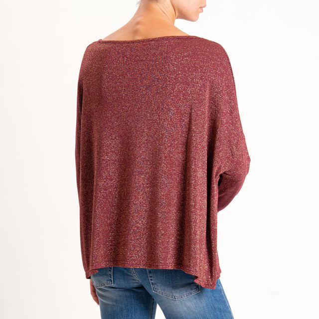 Zeroassoluto-T-shirt scollo barca scatola con lure - vino