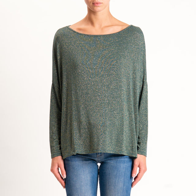 Zeroassoluto-T-shirt scollo barca scatola con lure - verde bottiglia