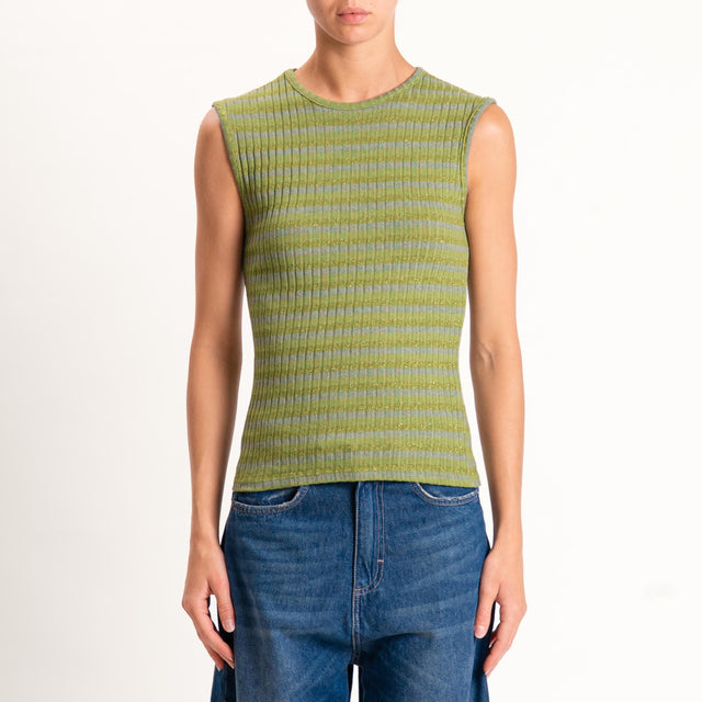 Zeroassoluto-Top costine a righe in lurex - oliva