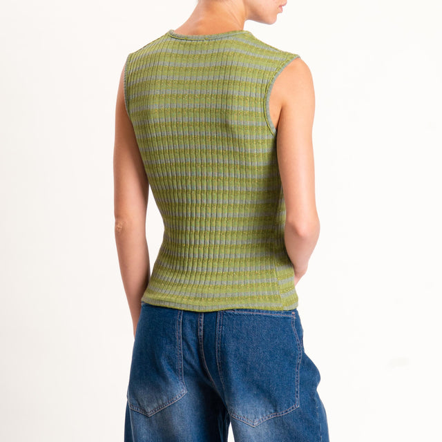 Zeroassoluto-Top costine a righe in lurex - oliva