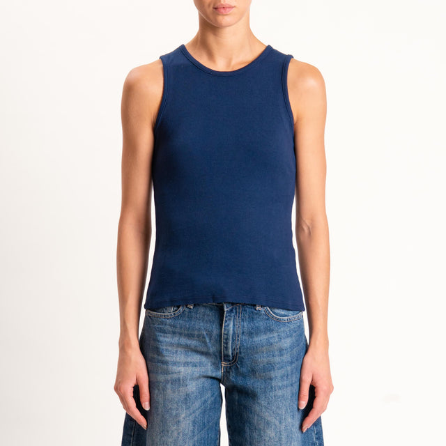 Zeroassoluto-Top a costine girocollo - blu