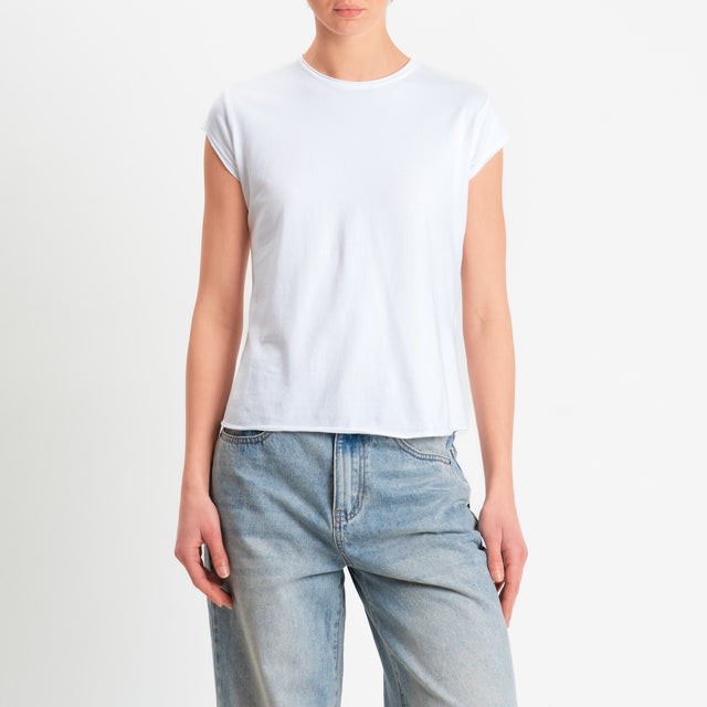 Zeroassoluto-T-shirt taglio vivo in jersey elasticizzato - bianco