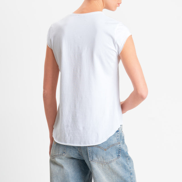 Zeroassoluto-T-shirt taglio vivo in jersey elasticizzato - bianco