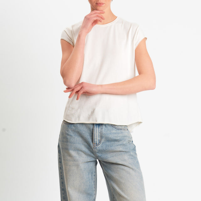 Zeroassoluto-T-shirt taglio vivo in jersey elasticizzato - burro