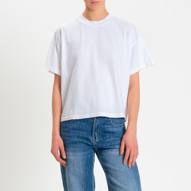 Zeroassoluto-T-shirt scatola girocollo bordo alto - bianco