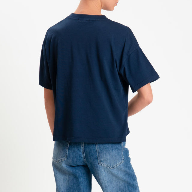 Zeroassoluto-T-shirt scatola girocollo bordo alto - blu