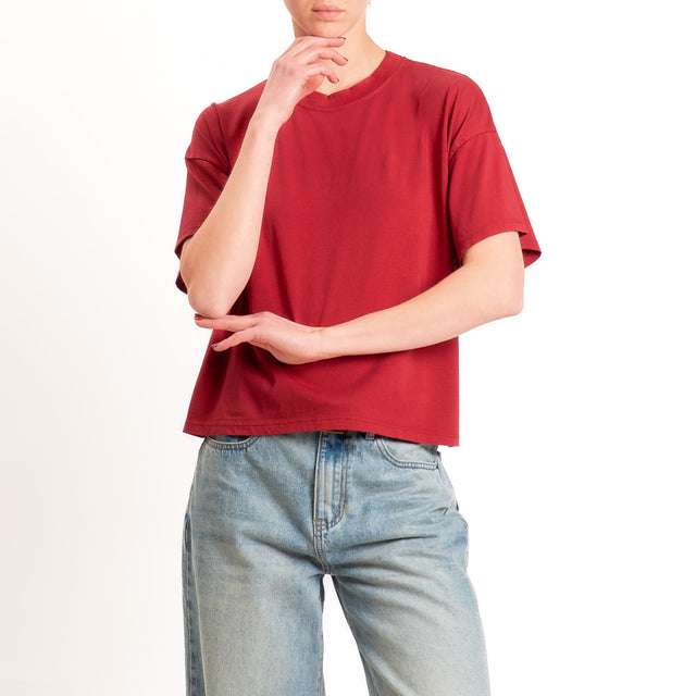 Zeroassoluto-T-shirt scatola girocollo bordo alto - india