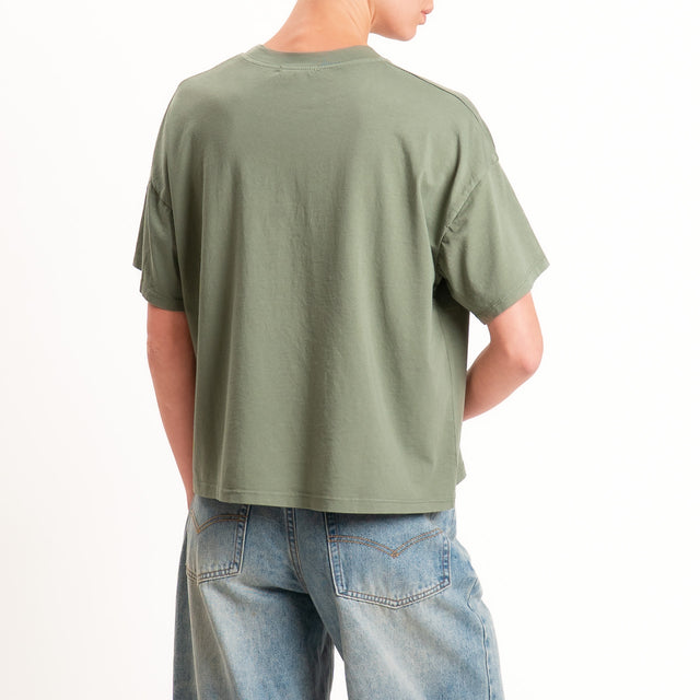 Zeroassoluto-T-shirt scatola girocollo bordo alto - militare