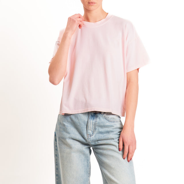 Zeroassoluto-T-shirt scatola girocollo bordo alto - pink