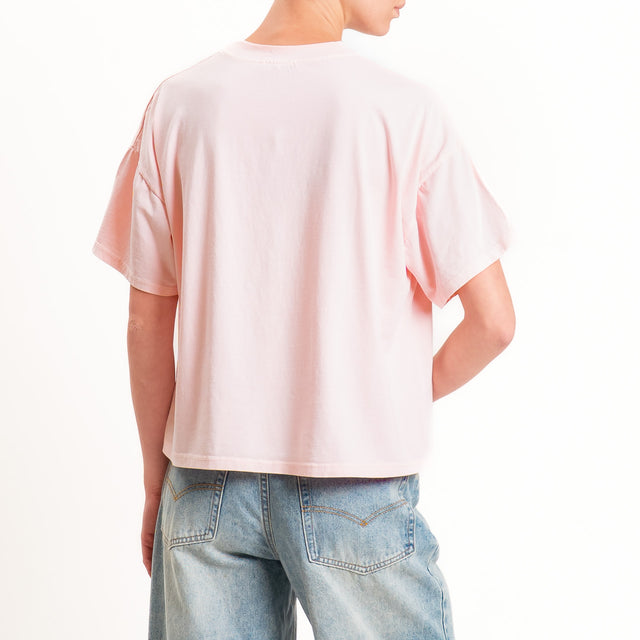 Zeroassoluto-T-shirt scatola girocollo bordo alto - pink