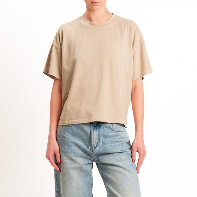 Zeroassoluto-T-shirt scatola girocollo bordo alto - safari