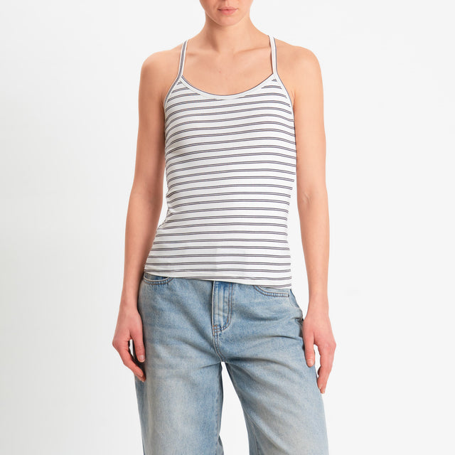 Zeroassoluto-Top a righe in jersey elasticizzato - panna/moro