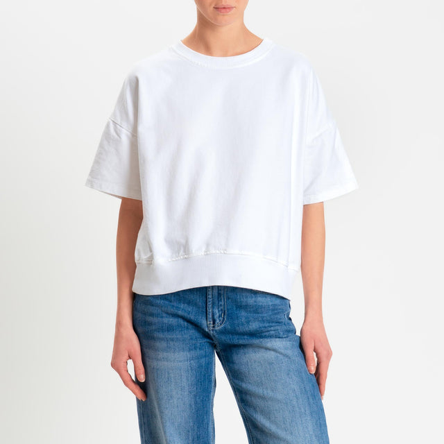 Zeroassoluto-Felpa light girocollo mezza manica - bianco