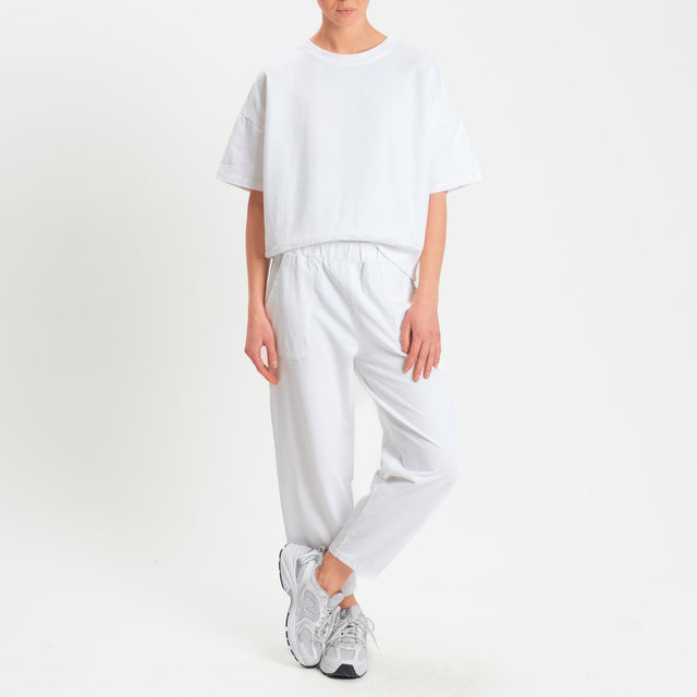 Zeroassoluto-Felpa light girocollo mezza manica - bianco