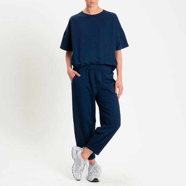 Zeroassoluto-Felpa light girocollo mezza manica - blu