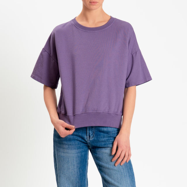 Zeroassoluto-Felpa light girocollo mezza manica - lavanda