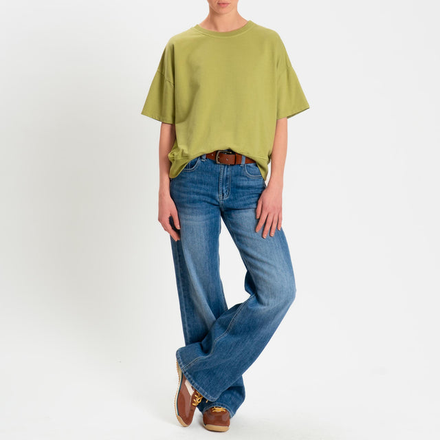 Zeroassoluto-Felpa light girocollo mezza manica - pistacchio