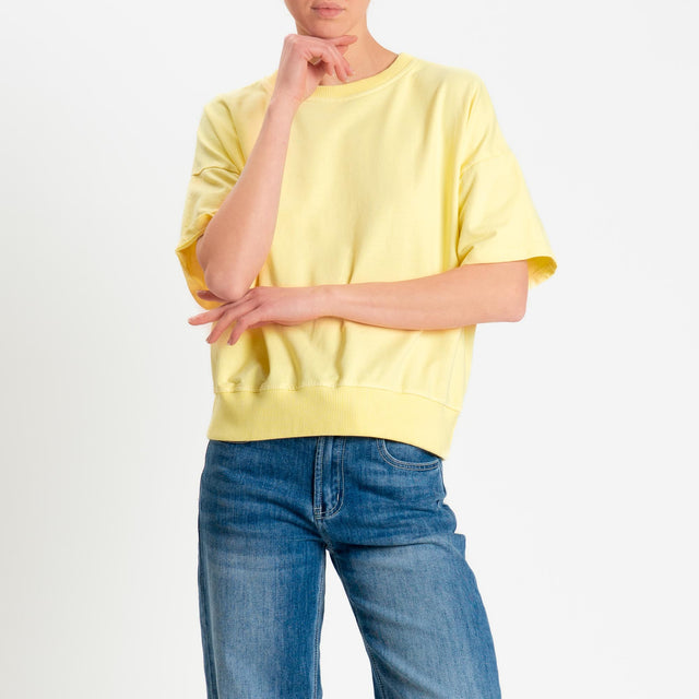 Zeroassoluto-Felpa light girocollo mezza manica - yellow