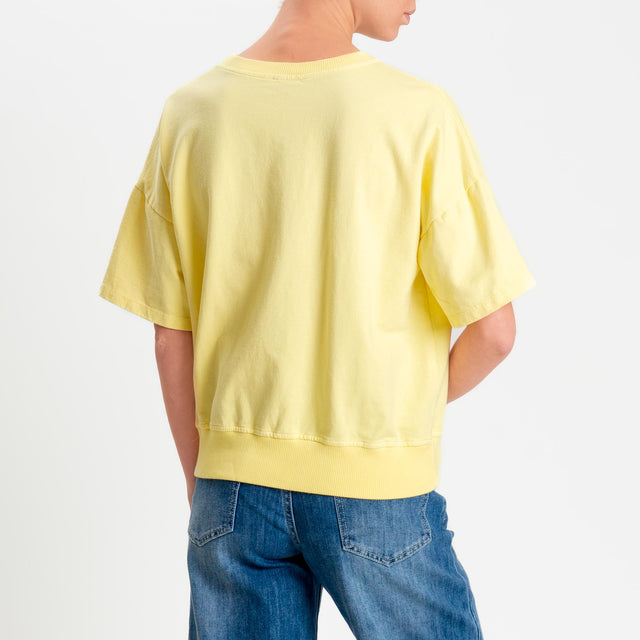 Zeroassoluto-Felpa light girocollo mezza manica - yellow
