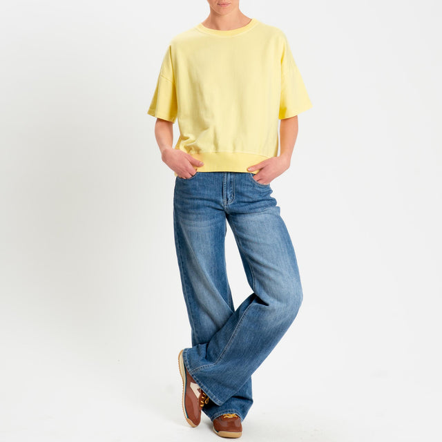 Zeroassoluto-Felpa light girocollo mezza manica - yellow