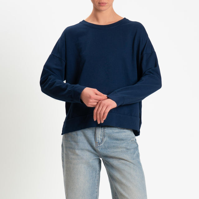 Zeroassoluto-Felpa light scatola spacchi laterali - blu