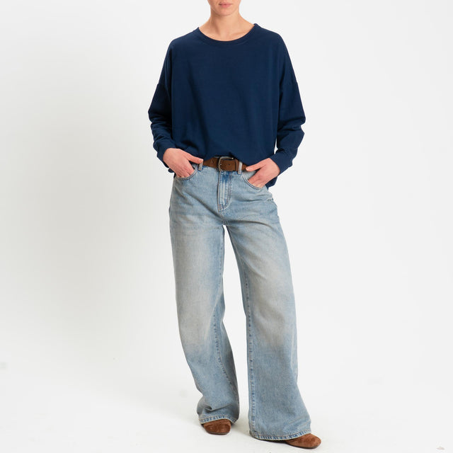 Zeroassoluto-Felpa light scatola spacchi laterali - blu