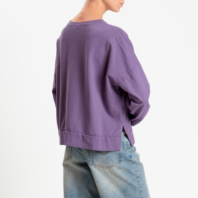 Zeroassoluto-Felpa light scatola spacchi laterali - lavanda