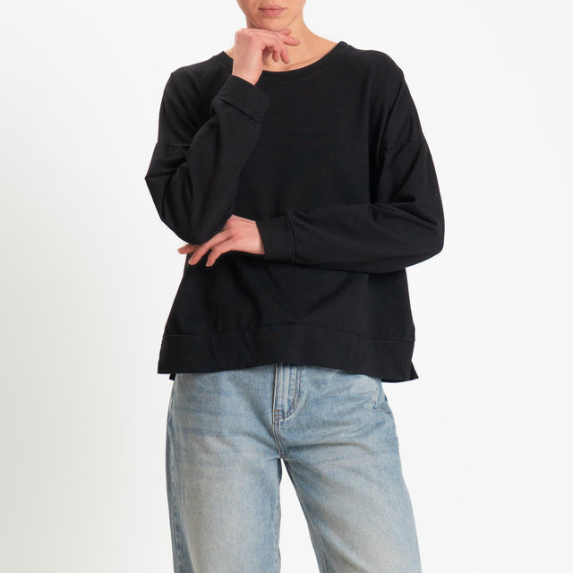 Zeroassoluto-Felpa light scatola spacchi laterali - nero