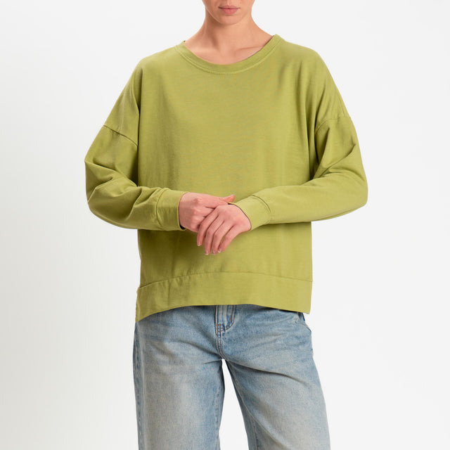 Zeroassoluto-Felpa light scatola spacchi laterali - pistacchio