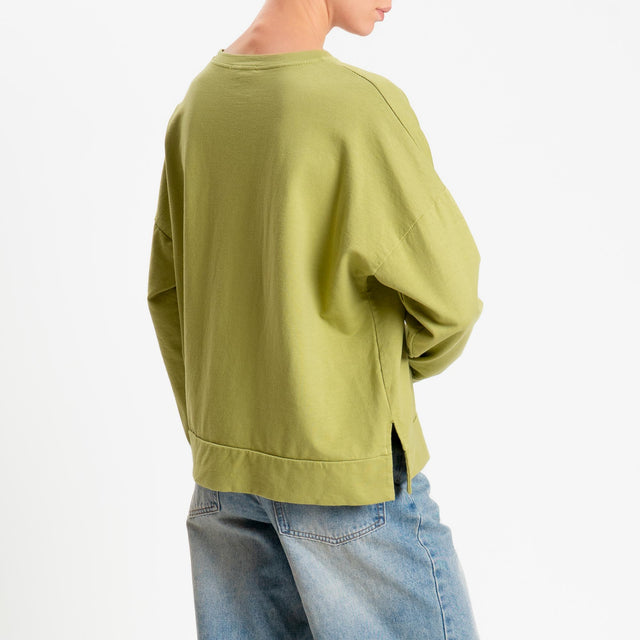 Zeroassoluto-Felpa light scatola spacchi laterali - pistacchio