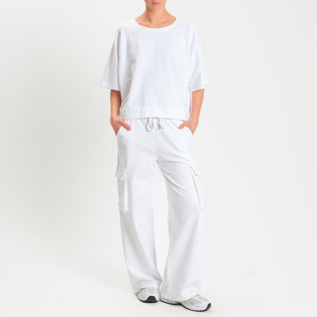 Zeroassoluto-Felpa light manica raglan - bianco