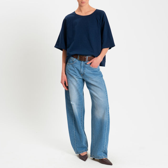 Zeroassoluto-Felpa light manica raglan - blu