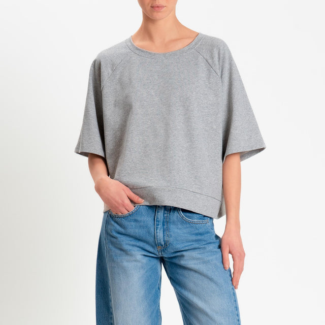 Zeroassoluto-Felpa light manica raglan - grigio melange
