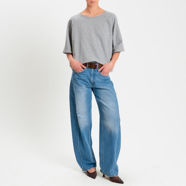 Zeroassoluto-Felpa light manica raglan - grigio melange