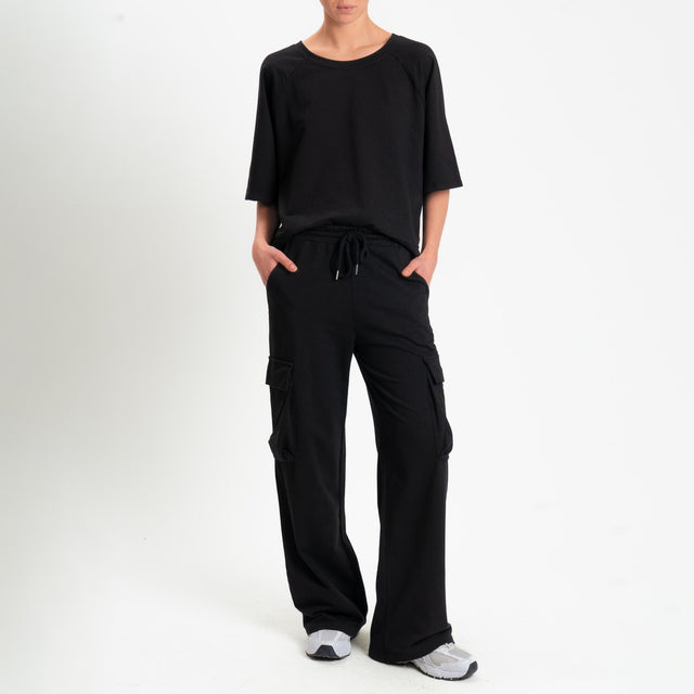 Zeroassoluto-Felpa light manica raglan - nero