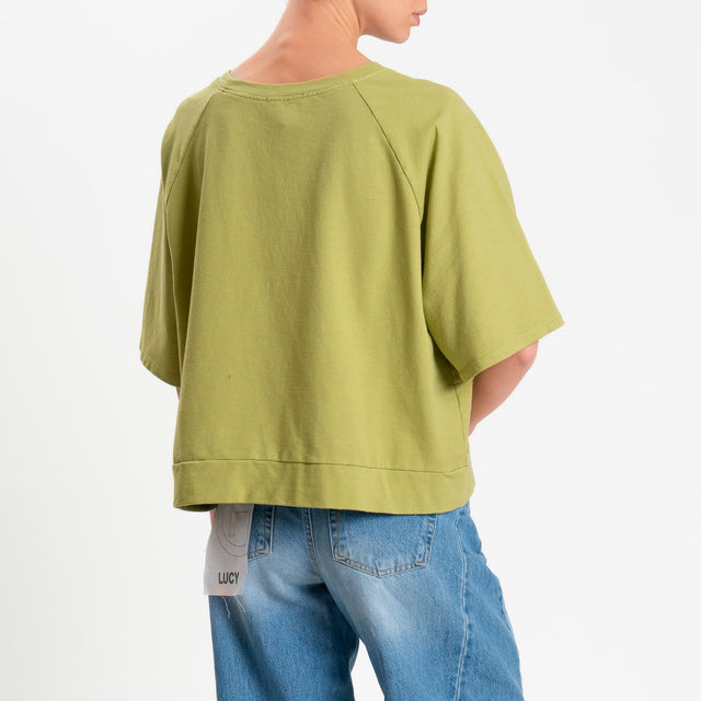 Zeroassoluto-Felpa light manica raglan - pistacchio