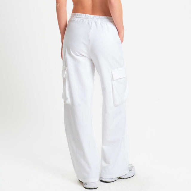 Zeroassoluto-Pantalone felpa light cargo - bianco