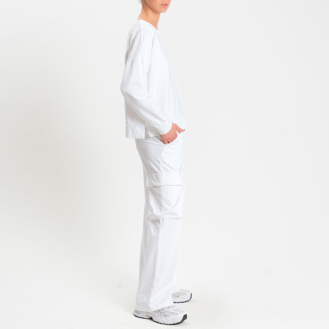 Zeroassoluto-Pantalone felpa light cargo - bianco